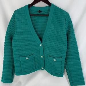 Talbots Petite XL Turquoise Textured Knit Cardigan